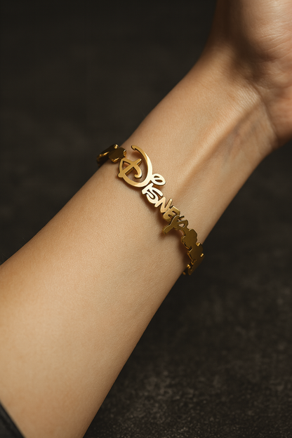 Custom Name Stainless Steel Bracelet Flowers Unusual Retro Bangle For Women Jewelry Non-fading High-quality Gift For Girl