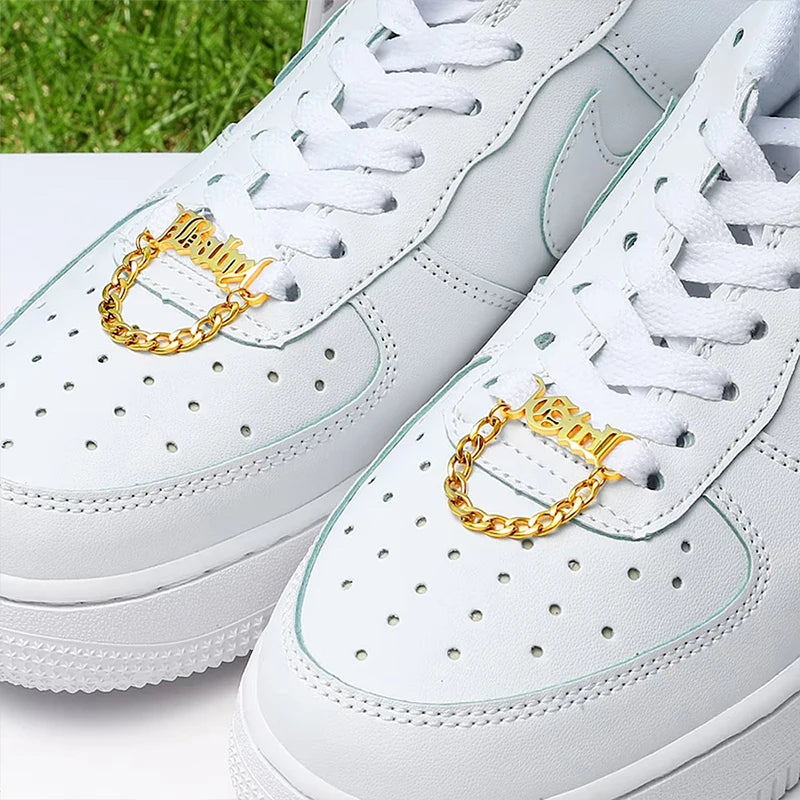 Custom 1 Pair Name Shoe Buckle Stainless Steel Cuban Chain Personalized Fashion Nickname Clip Accessories Jewelry Boyfriend Gift