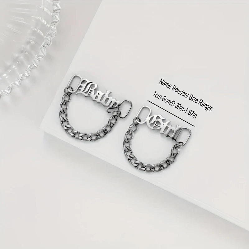 Custom 1 Pair Name Shoe Buckle Stainless Steel Cuban Chain Personalized Fashion Nickname Clip Accessories Jewelry Boyfriend Gift