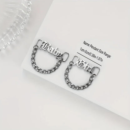 Custom 1 Pair Name Shoe Buckle Stainless Steel Cuban Chain Personalized Fashion Nickname Clip Accessories Jewelry Boyfriend Gift