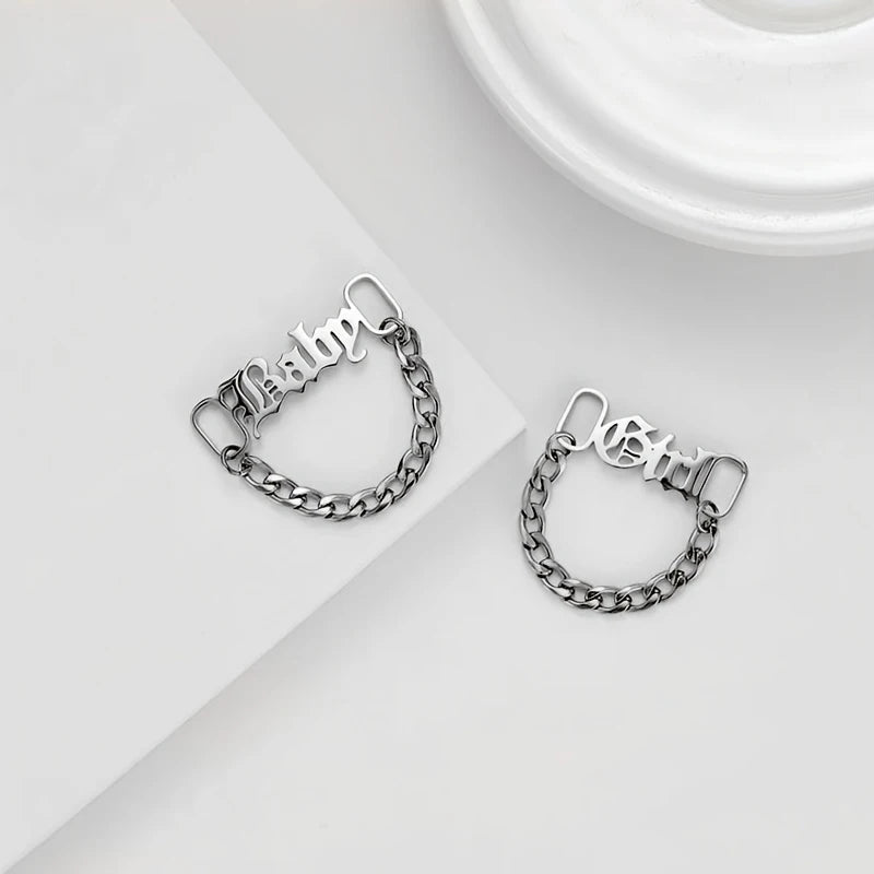 Custom 1 Pair Name Shoe Buckle Stainless Steel Cuban Chain Personalized Fashion Nickname Clip Accessories Jewelry Boyfriend Gift