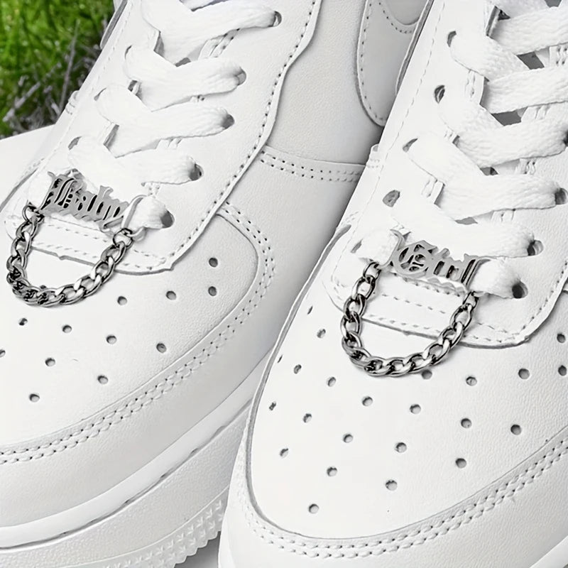 Custom 1 Pair Name Shoe Buckle Stainless Steel Cuban Chain Personalized Fashion Nickname Clip Accessories Jewelry Boyfriend Gift