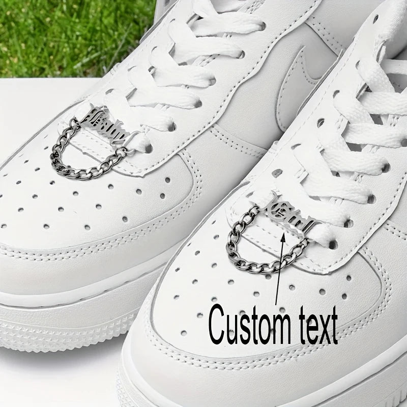 Custom 1 Pair Name Shoe Buckle Stainless Steel Cuban Chain Personalized Fashion Nickname Clip Accessories Jewelry Boyfriend Gift