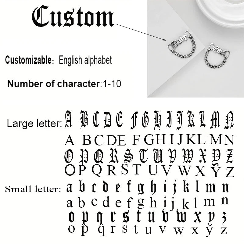 Custom 1 Pair Name Shoe Buckle Stainless Steel Cuban Chain Personalized Fashion Nickname Clip Accessories Jewelry Boyfriend Gift