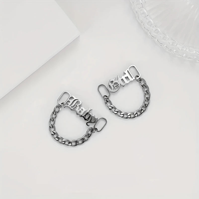 Custom 1 Pair Name Shoe Buckle Stainless Steel Cuban Chain Personalized Fashion Nickname Clip Accessories Jewelry Boyfriend Gift