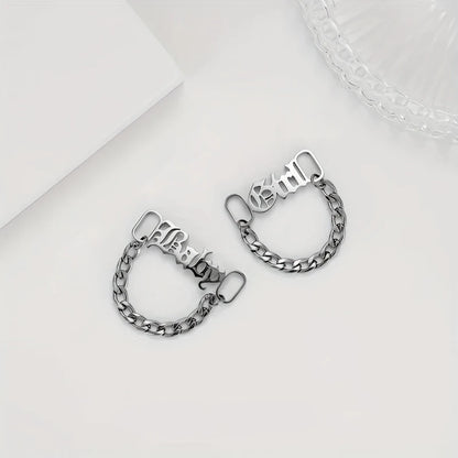 Custom 1 Pair Name Shoe Buckle Stainless Steel Cuban Chain Personalized Fashion Nickname Clip Accessories Jewelry Boyfriend Gift